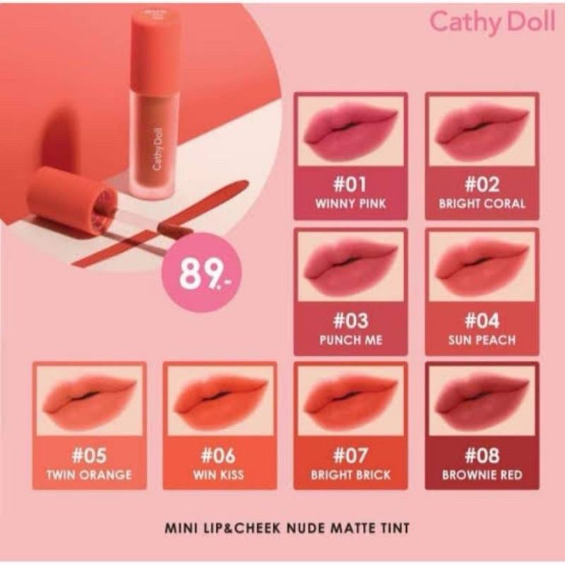 Jual Ready Stok Cathy Doll Mini Lip And Cheek Nude Matte Tint Win