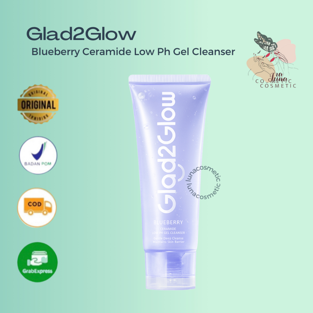 Jual Glad Glow Low Ph Face Wash Cleanser Gelblueberry Ceramide Shopee