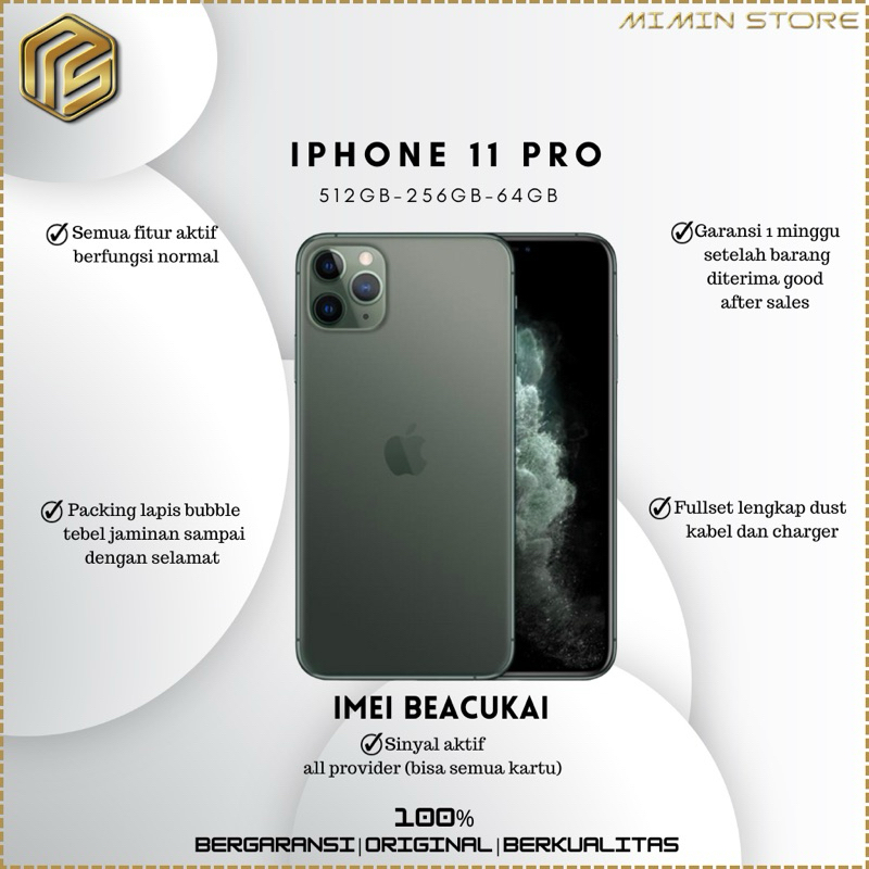 Jual IPhone 11 Pro 512GB 256GB 64GB Imei Terdaftar Fullset Second