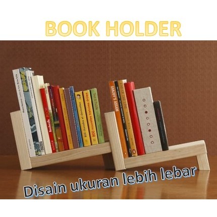 Jual Wooden Book Holder Penyangga Buku Kayu Stand Buku Rak Buku