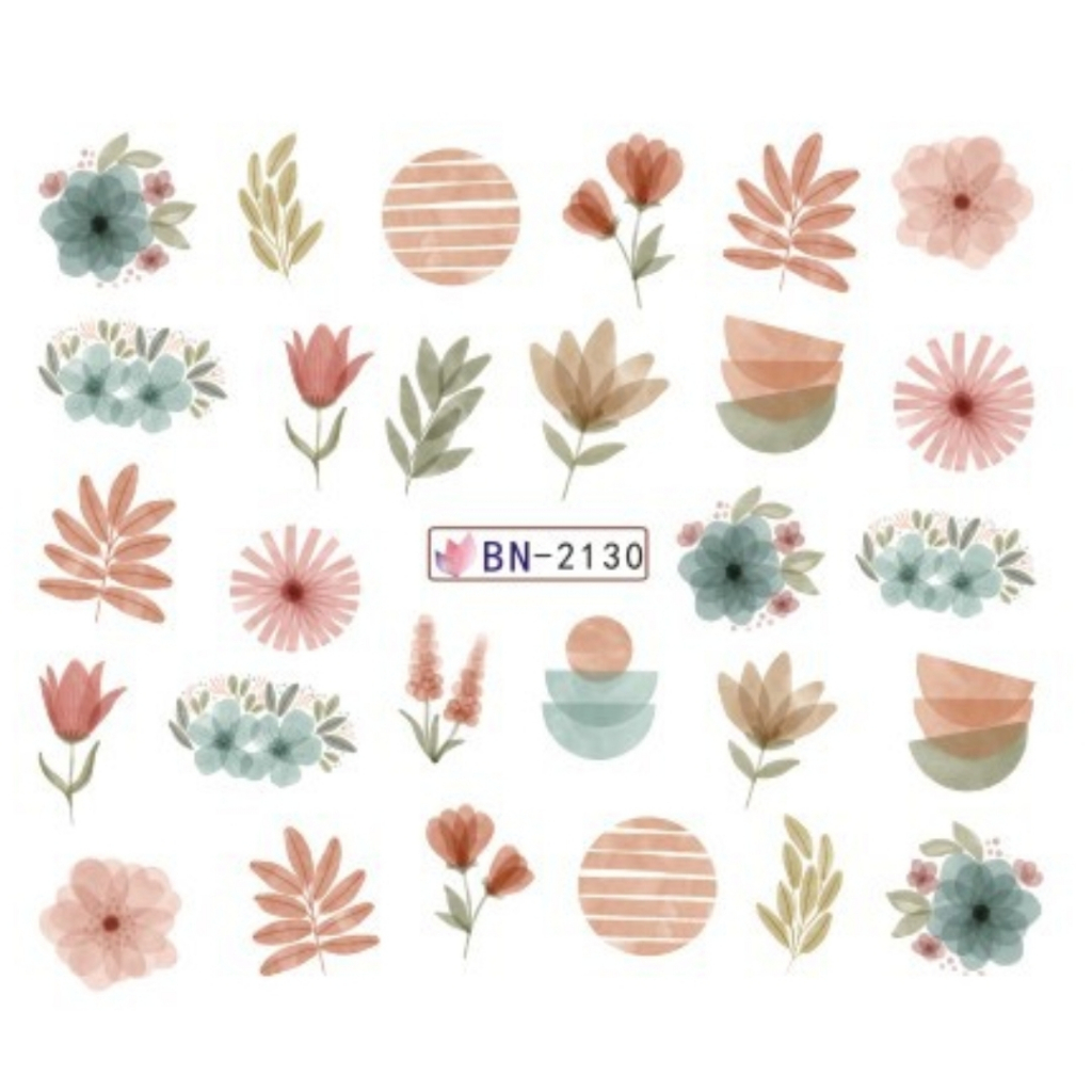 Jual Colorful Pretty Flower Leaves Water Decal Nail Sticker Stiker