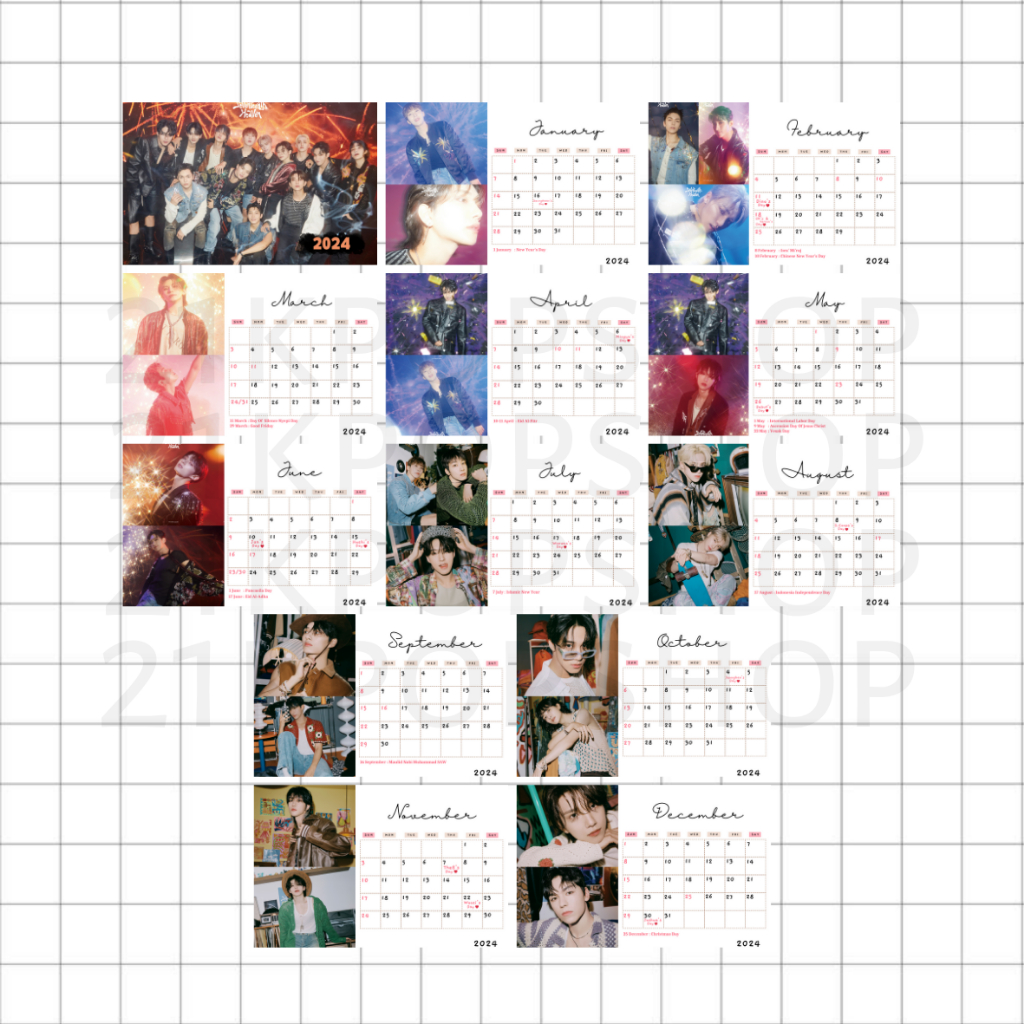 Jual Kalender Duduk 2024 Seventeen KPOP Kalender Meja Calendar 2024