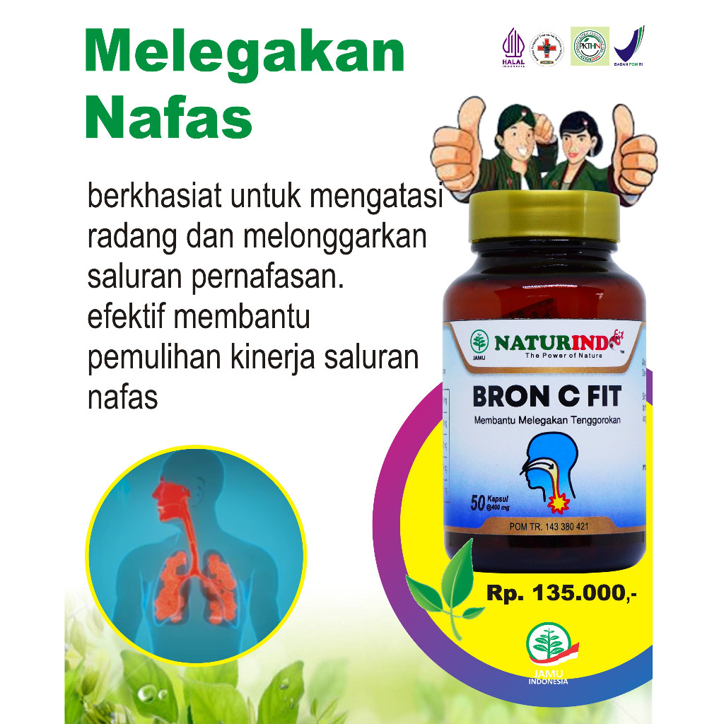 Jual Bron C Fit Herbal Mengatasi Batuk Asma Mengencerkan Dahak