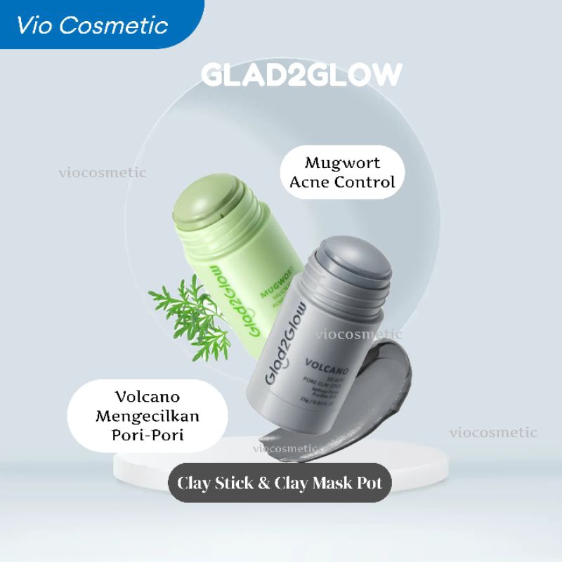 Jual GLAD2GLOW CLAY MASK MUGWORT SALICYLIC ACID ACNE CONTROL VOLCANO