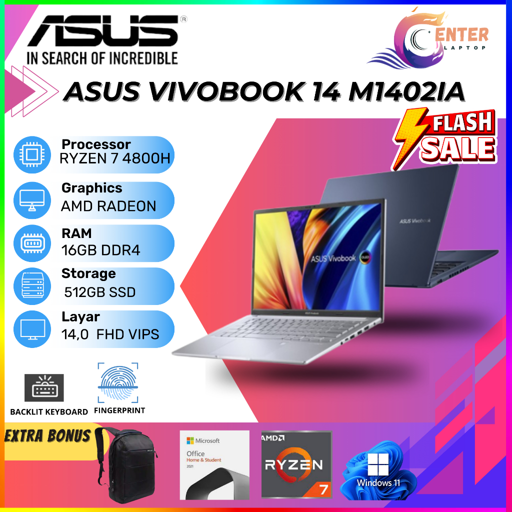 Jual Laptop Asus Vivobook M Ia Ryzen H Gb Gb W Ohs