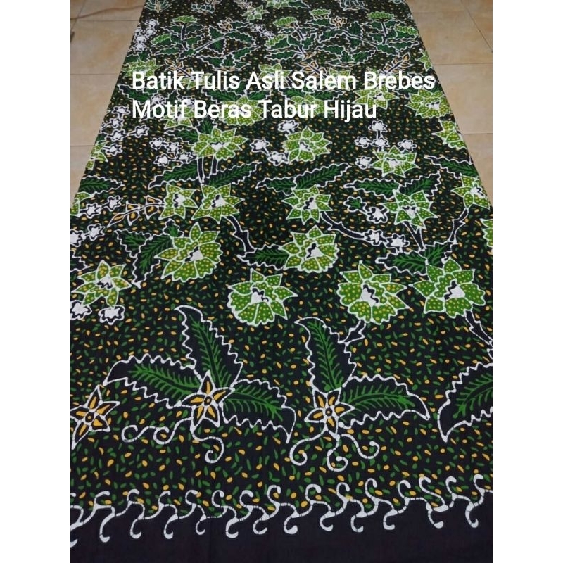 Jual Kain Batik Tulis Asli Salem Brebesan Motif Beras Tabur Hijau