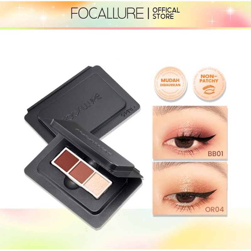 Jual FOCALLURE 3 Warna Eyeshadow DIY Palette High Pigment Pro Palette