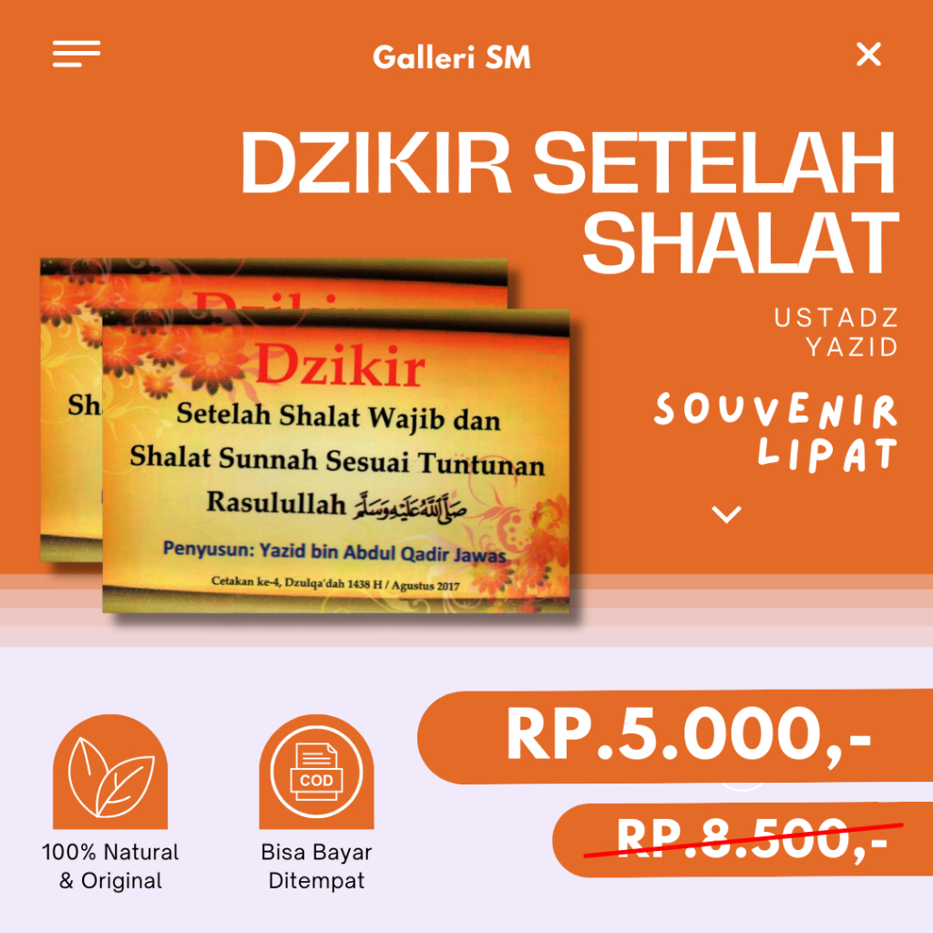 Jual Souvenir Dzikir Setelah Shalat Wajib Sunnah Bacaan Islam Buku