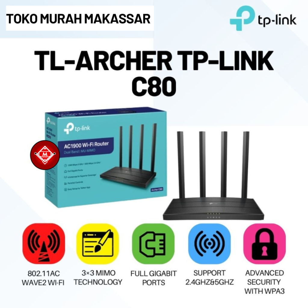 Jual TP LINK TL ARCHER C80 AC1900 DUALBAND MU MIMO GIGABIT ROUTER