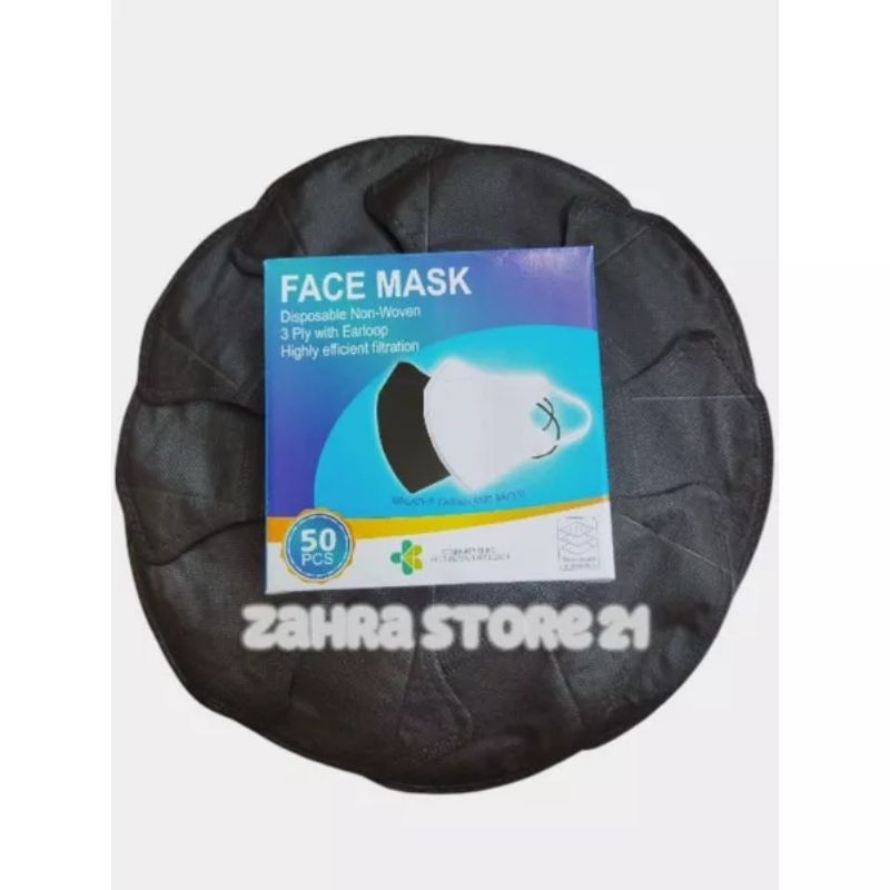 Jual ZS21 Masker Duckbill 3Ply Facemask Isi 50 Pcs Mix Warna Hitam