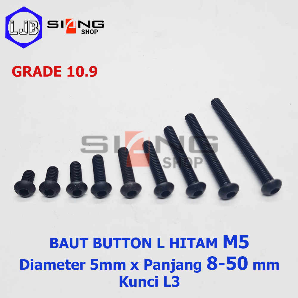 Jual Baut Button L Baja Hitam M5 Grade 10 9 Shopee Indonesia