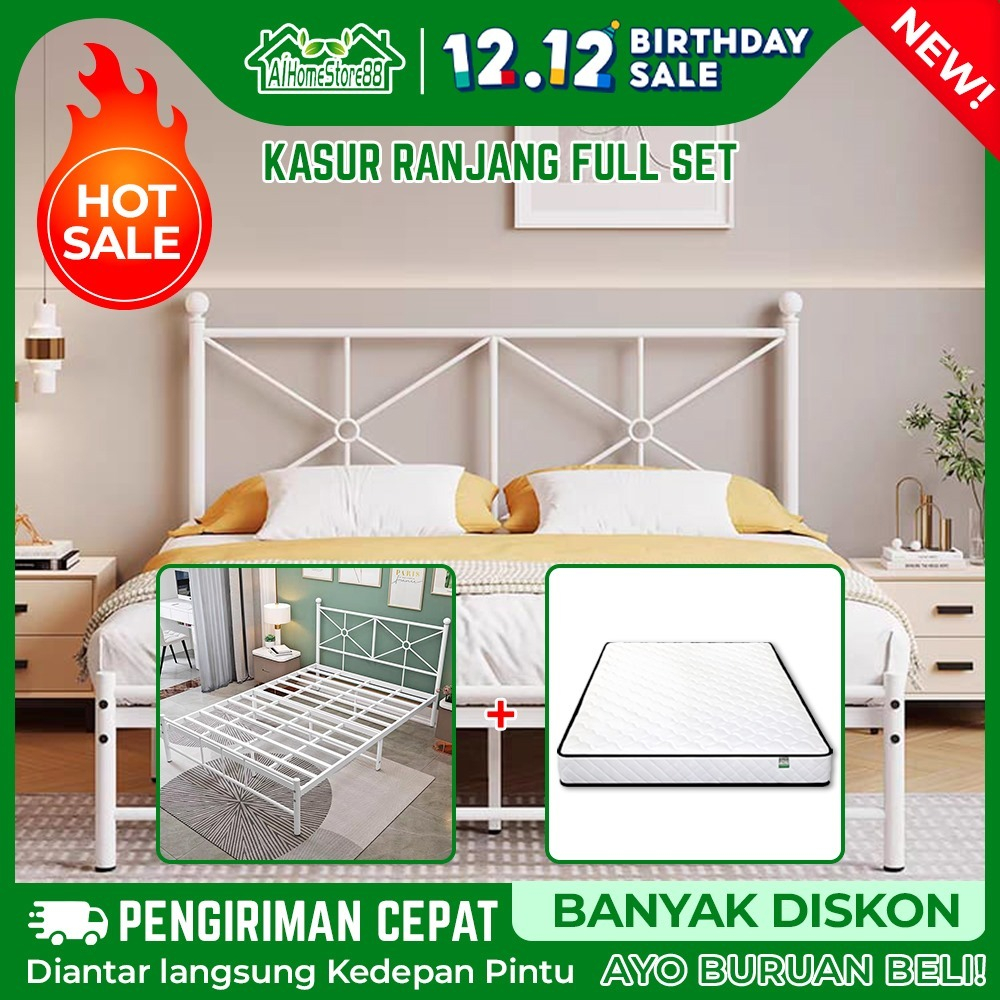 Jual Kasur Spring Bed Matras Full Set Ranjang Tempat Tidur Dengan Kasur