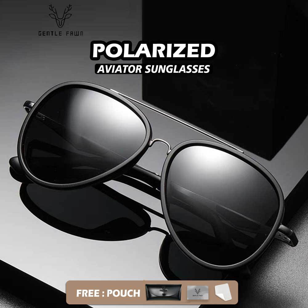 Jual Gentle Fawn Kacamata Sunglasses Polarized Aviator Lensa Hitam Anti