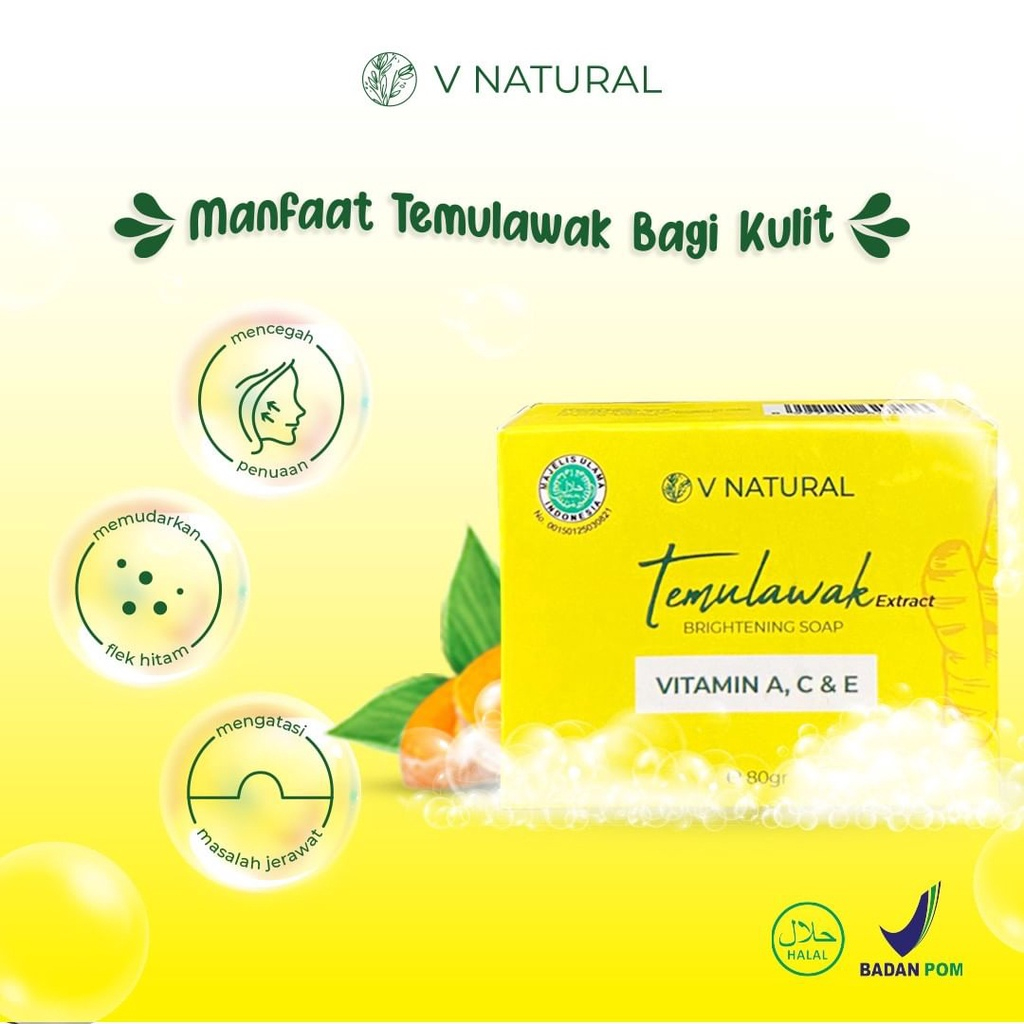 Jual V Natural Vnatural Brightening Bar Soap Sabun Batang Temulawak