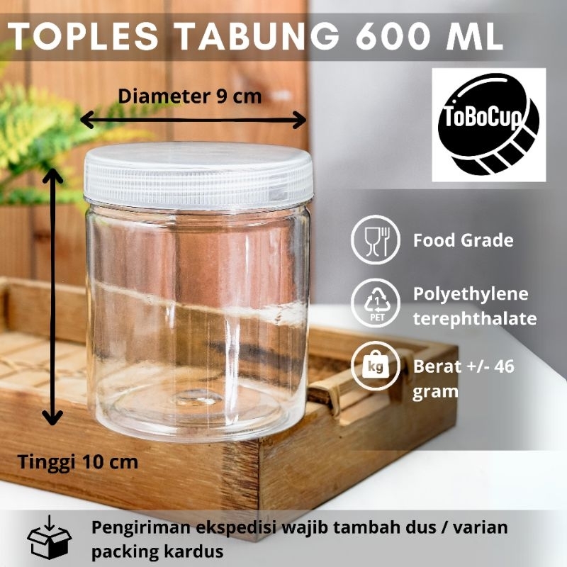 Jual Toples Tabung 500 Ml 600ml Toples Kue Snack Toples Sago