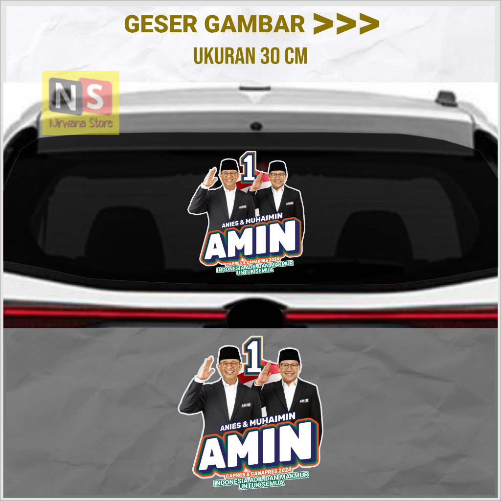 Jual Stiker AMIN Anies Muhaimin 2024 Stiker Motor Kaca Mobil V2