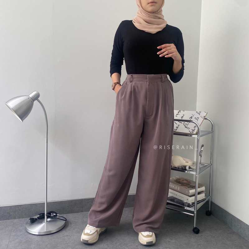 Jual Pengait Besi Serin Highwaist Loose Pants Celana Kulot Panjang