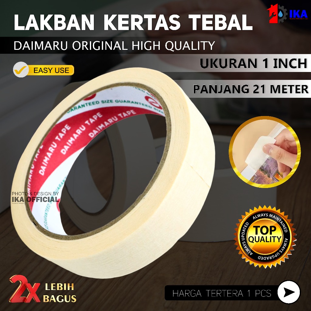 Jual Lakban Kertas Daimaru Masking Tape 24 MM 1 Inch 1 Selotip 21