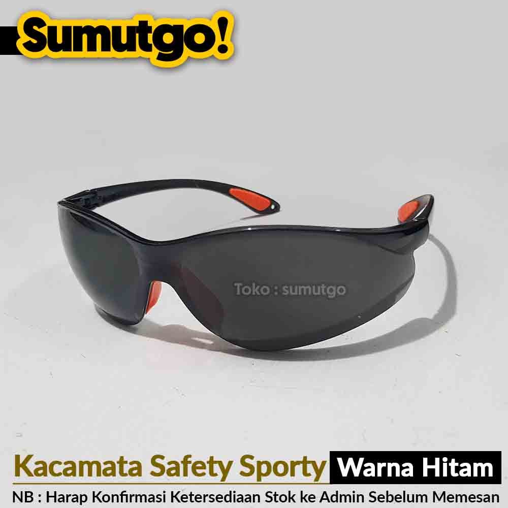 Jual Kacamata Safety Proyek Sporty Hitam Smoke Murah Ringan WS