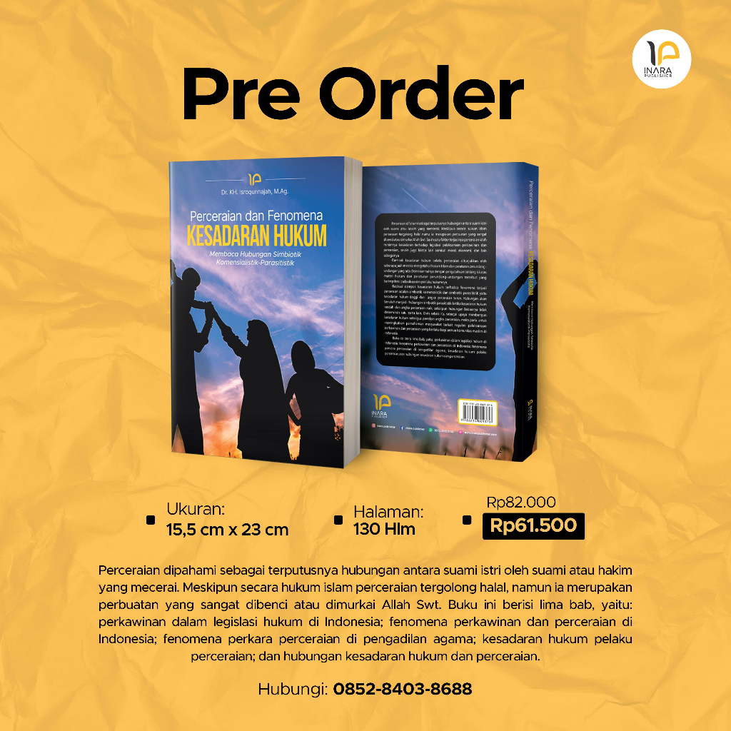 Jual Buku PERCERAIAN DAN FENOMENA KESADARAN HUKUM INARA PUBLISHER