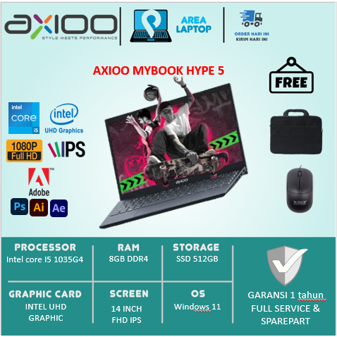 Jual Laptop Axioo Hype 5 Intel Core I5 1035G4 8GB 512GB SSD FHD IPS