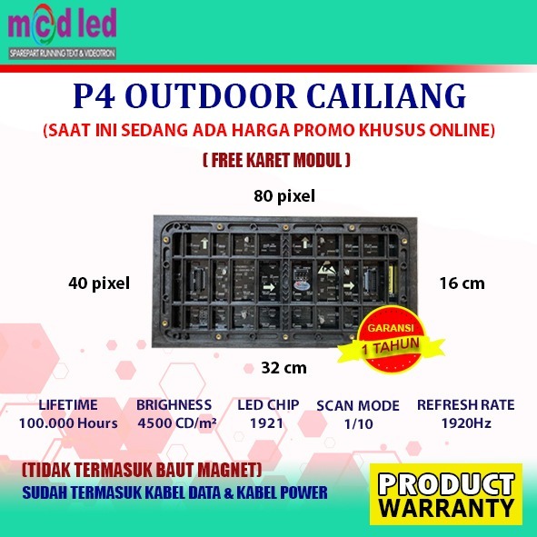 Jual PANEL MODUL LED P4 SMD RGB FULL COLOR OUTDOOR CAILIANG Shopee