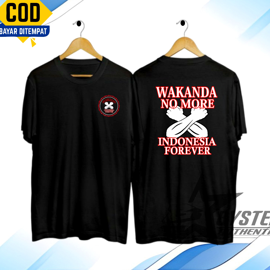 Jual Kaos Pria Wakanda No More Indonesia Forever Bahan Katun Combed 24s