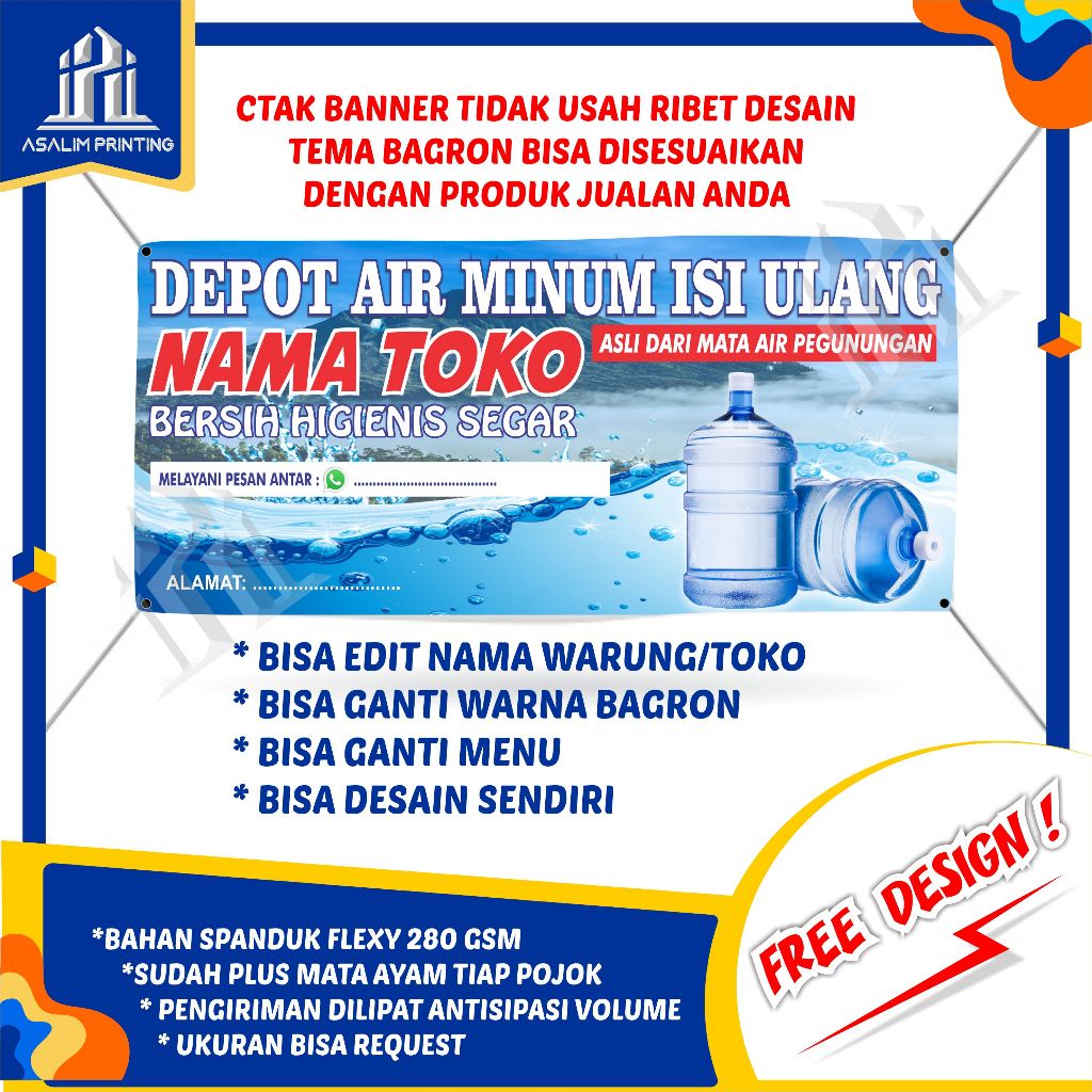 Jual Banner Depot Air Mineral Spanduk Jualan Backdrof Custom Baliho X