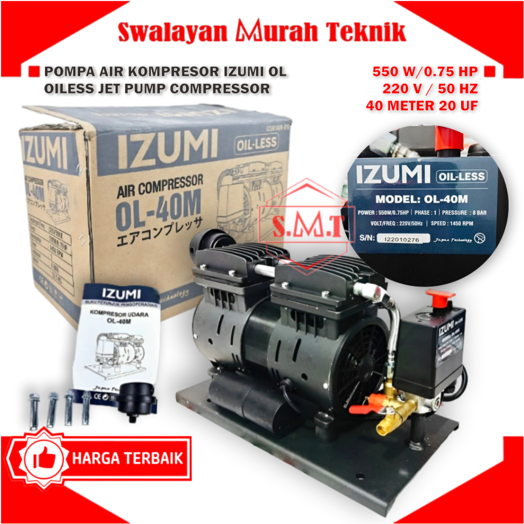 Jual Pompa Air Kompresor Nlg Izumi Ol M Oiless Jet Pump Compressor