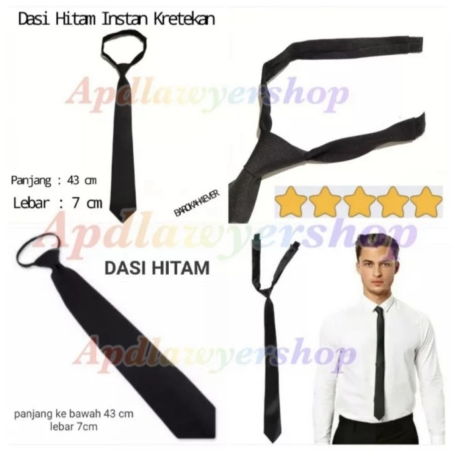 Jual Dasi Hitam Polos Instant Kretekan Prevet Dasi Hitam Asn Korpri