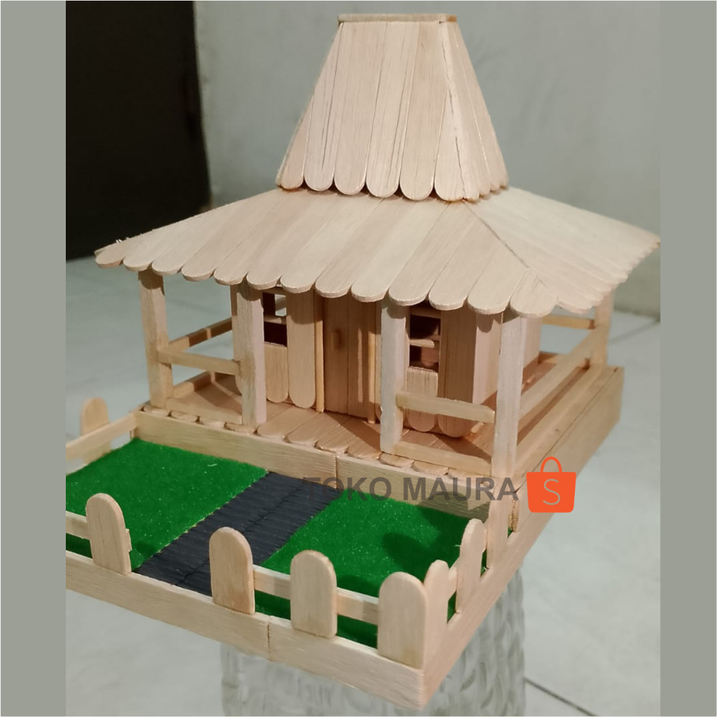 Jual Miniatur Rumah Adat Jawa Joglo Dari Stik Es Krim Sedang Shopee