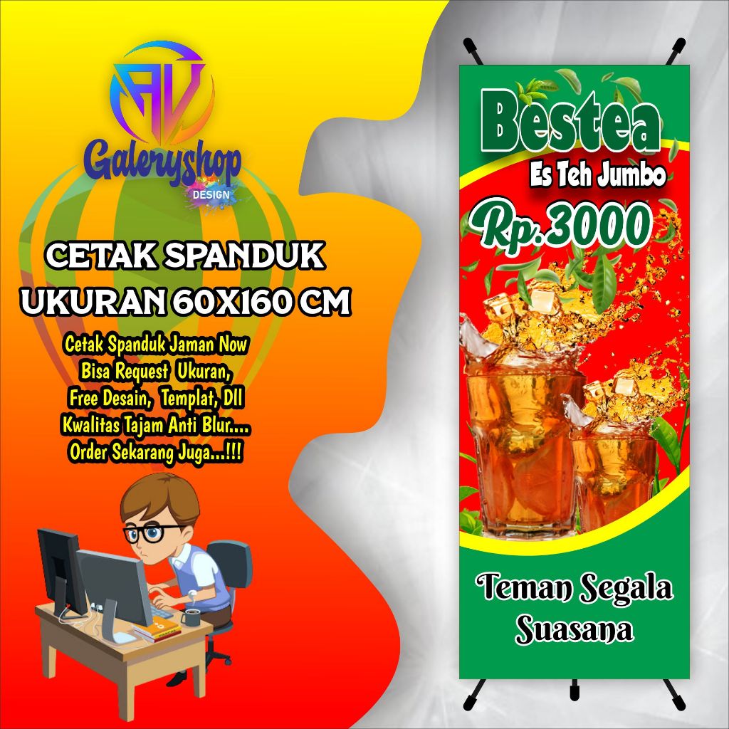 Jual Mmt Spanduk Banner Es Teh Bestea Hijau Merah Dll Ukuran 60x160