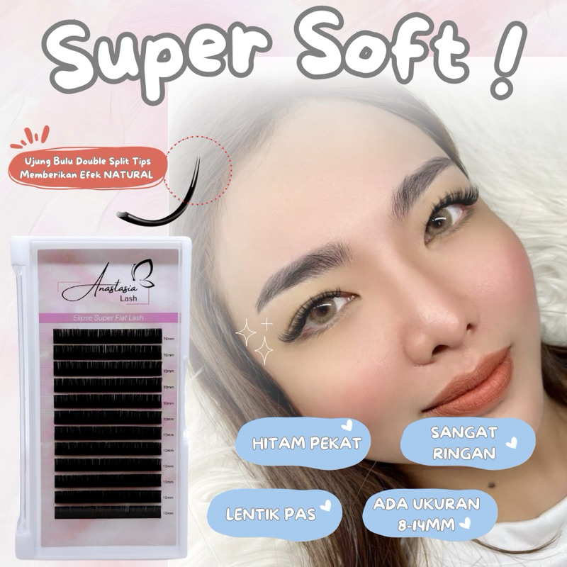 Jual SUPER SOFT ELIPSE FLAT EYELASH EXTENSION Volume Bulu Mata GRADE