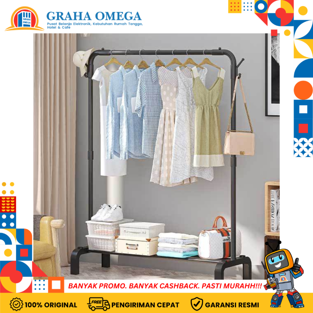 Jual Stand Hanger Gantungan Baju Jemuran Rak Multifungsi Tempat Pakaian