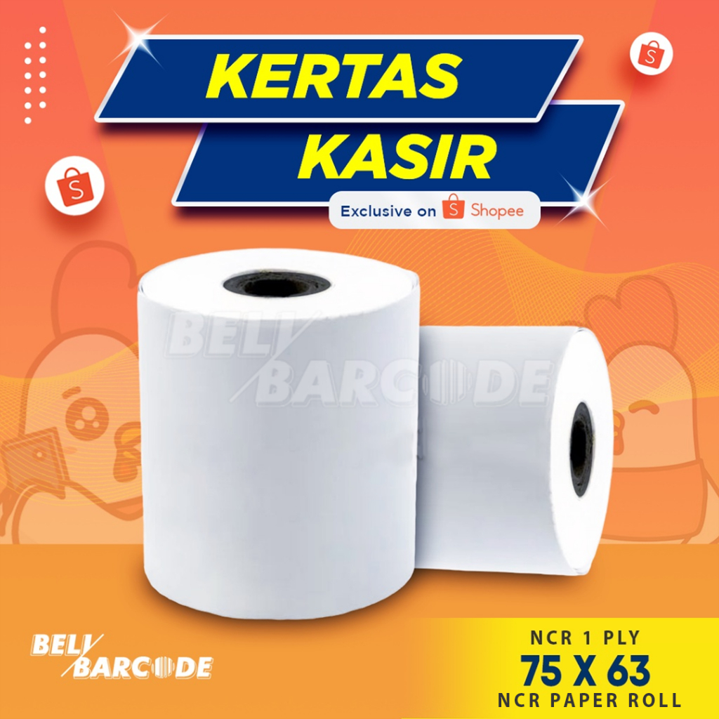 Jual Kertas Kasir 75x63 Struk NCR 1 PLY 75 X 63 Mm 100 Roll Paper Roll