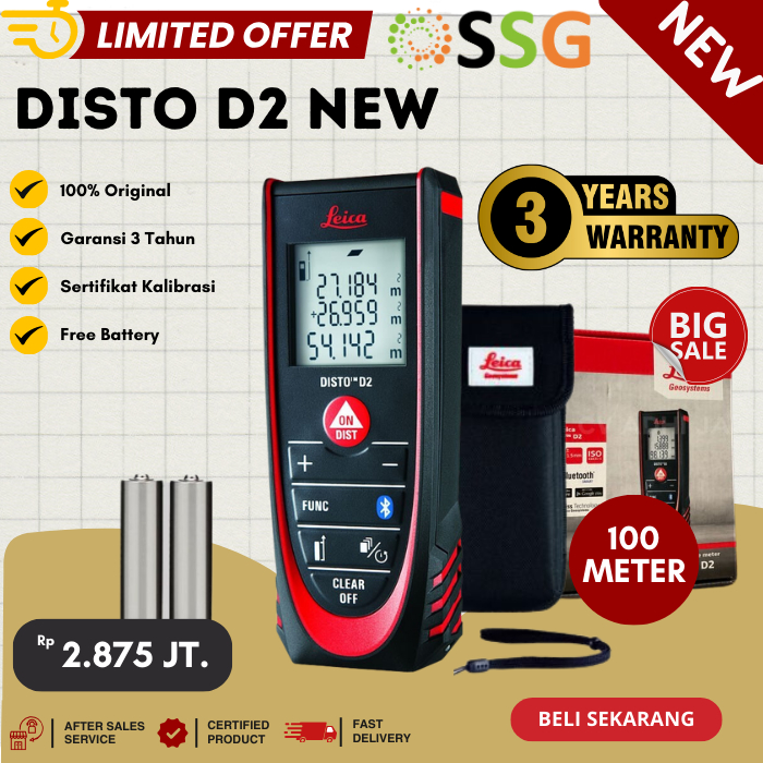 Jual Disto Meter Digital Laser Leica Disto D2 100 Meter Distometer