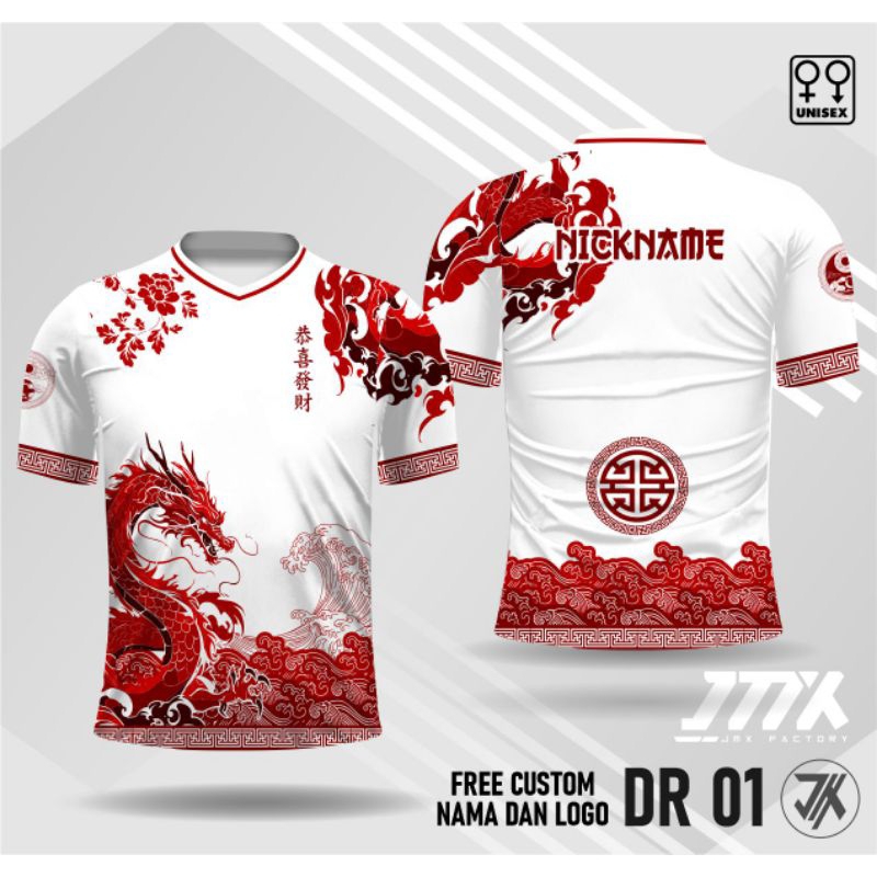 Jual Baju Imlek Shio Naga Kaos Jersey Cheongsam Shio Naga Terbaru