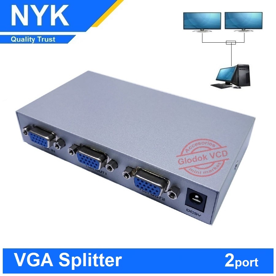 Jual VGA Splitter 2 Port VGA Spliter 1 X 2 NYK Shopee Indonesia