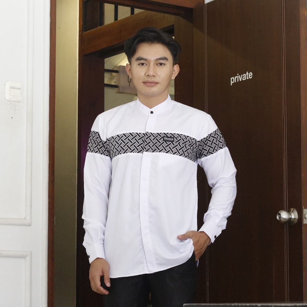 Jual Baju Koko Kemeja Pria Lengan Panjang Motif Terbaru Kombinasi Batik