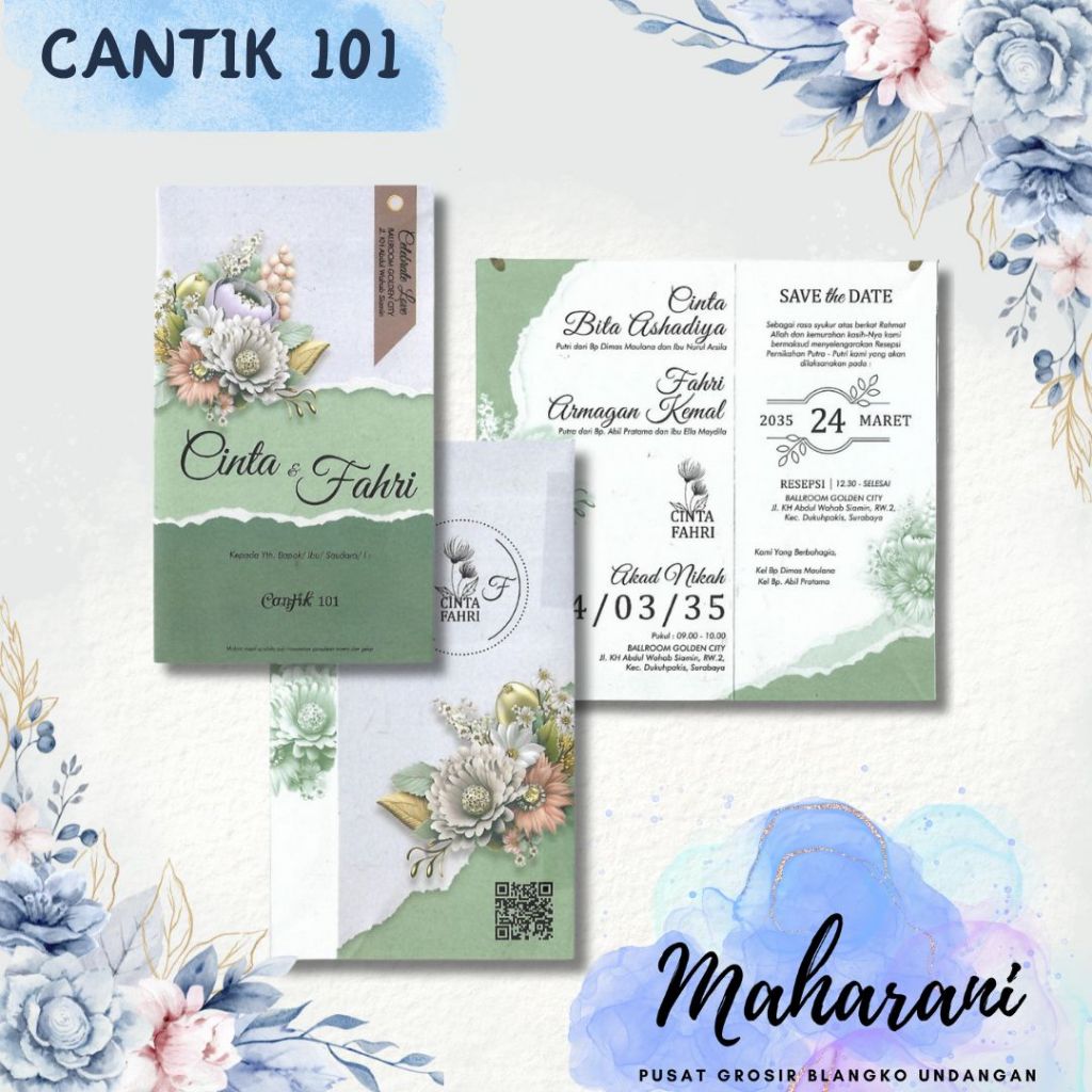 Jual Blangko Undangan Atau Kertas Undangan Pernikahan Merek Cantik 101