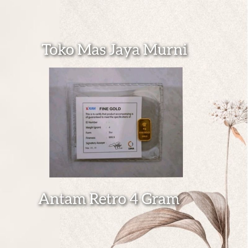 Jual Logam Mulia Antam Retro Vertikal Pecahan 4 Gram Kadar 999 9