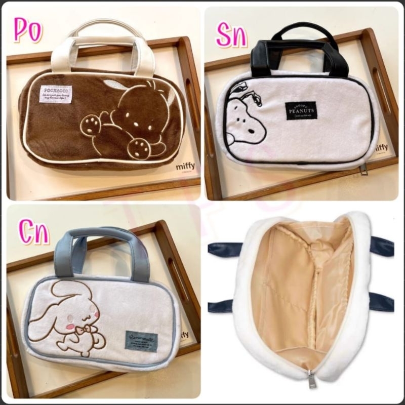 Jual Pouch Tas Beludru Tenteng Pochacco Snoppy Snoopy Cinnamoroll