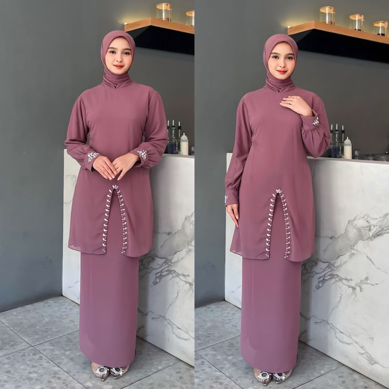 Jual Hafizah New One Set Kurung Melayu Terbaru Bahan Satin Baju