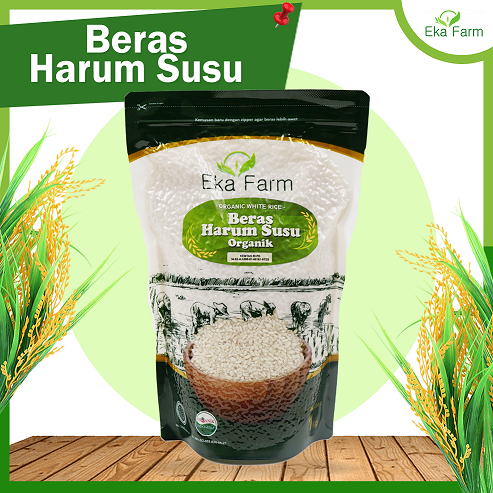 Jual Beras Harum Susu Organik Eka Farm Kemasan Vakum 1 Kg Shopee