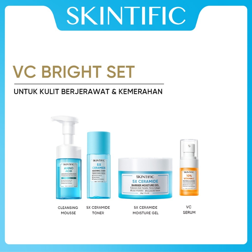 Jual Skintific 4pcs Paket Skincare With Serum Low PH Cleanser