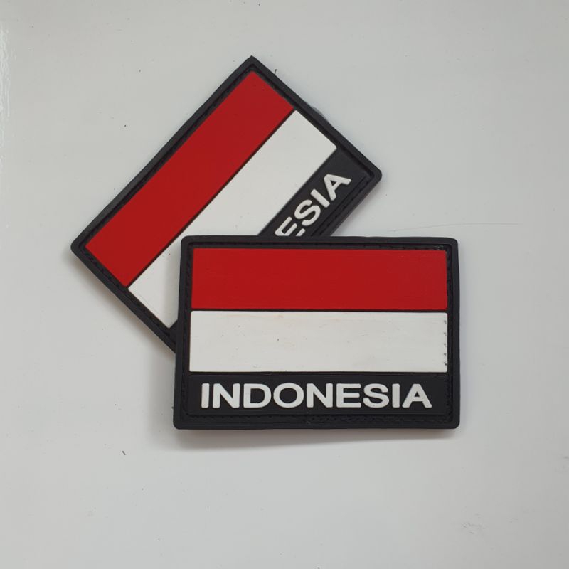 Jual Patch Rubber Bendera Merah Putih Tulisan Indonesia Tempelan