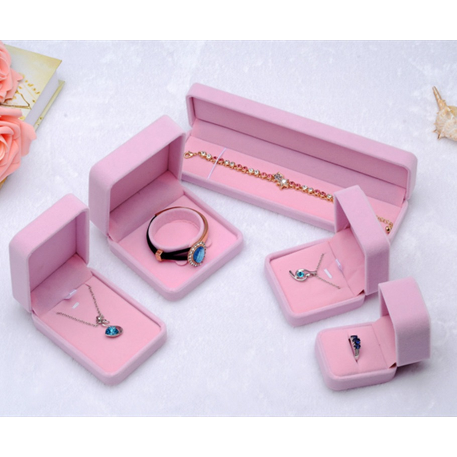 Jual Kotak Perhiasan Beludru Warna Pink Kotak Kalung Liontin Anting