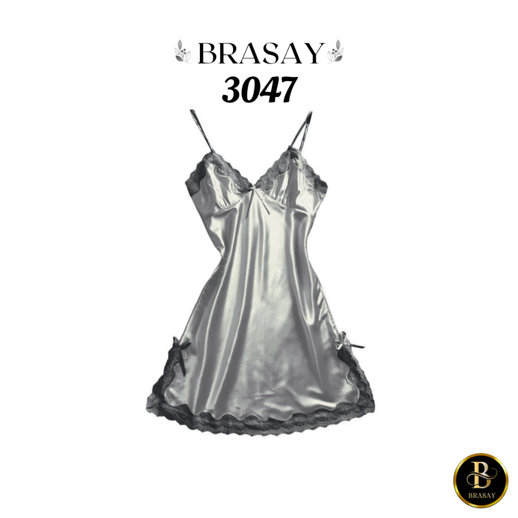 Jual Brasay Lingerie Dress Satin Mini Deep V Silk Baju Tidur 3047