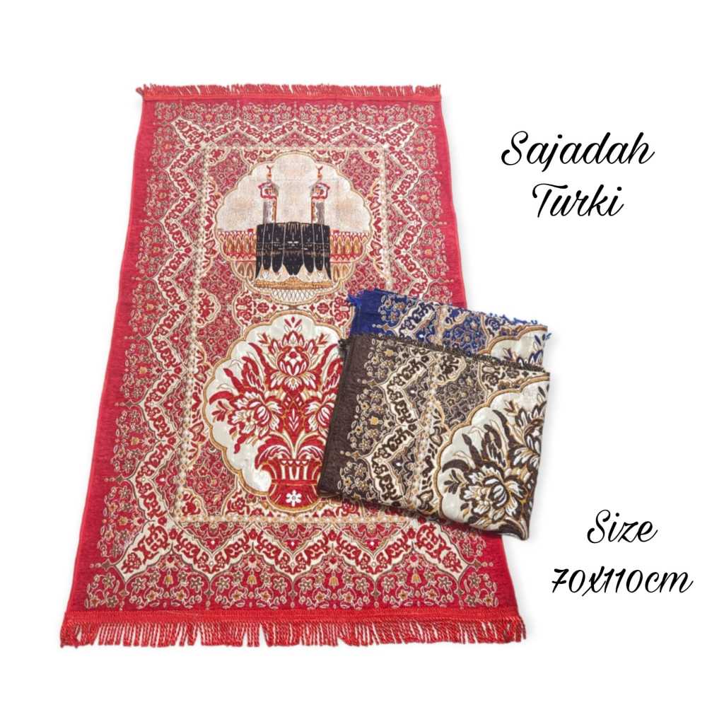 Jual COD Sajadah Turki Turkey Premium Rajut Motif Bunga Perlengkapan