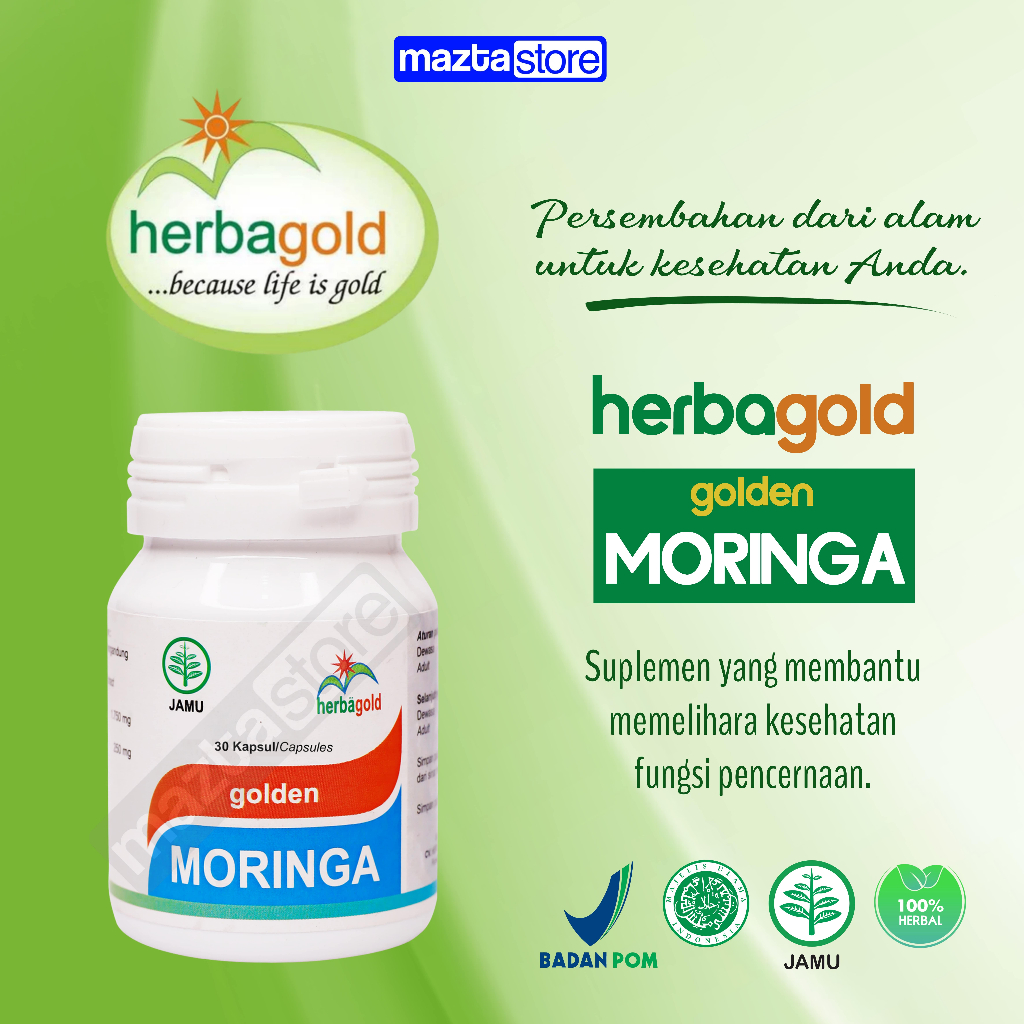 Jual Herbagold Moringa 30 Kapsul Memelihara Kesehatan Fungsi Pencernaan